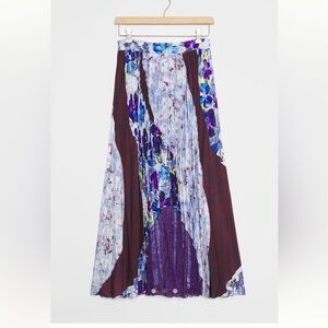 Floral Patchwork Maxi Skirt - Multicolor